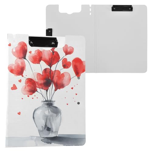 Klemmbrett in Herzform, Blumenmuster, A4-Größe, Ordner-Klemmbrett mit Stifthalter, für Büro, Schule von Reiacy