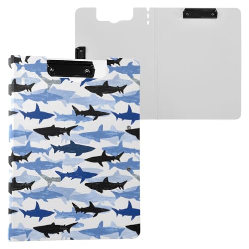 Klemmbrett mit Cartoon-Haifisch-Muster, A4-Größe, Klemmbrett mit Stiftschlitz, für Büro, Schule, Blau / Schwarz Klemmbrett mit Cartoon-Haifisch-Muster, A4-Größe, Klemmbrett mit Stiftschlitz, für Büro, Schule, Blau / Schwarz von Reiacy