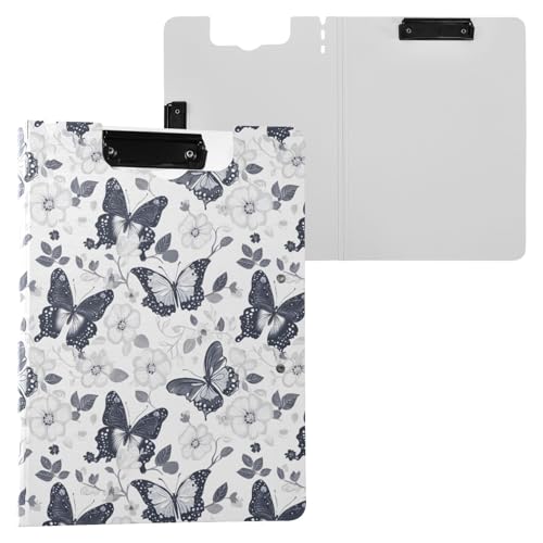 Klemmbrett mit Schmetterlings-Motiv, A4-Format, Klemmbrett mit Stifthalter, für Büro, Schule, Grau Klemmbrett mit Schmetterlings-Motiv, A4-Format, Klemmbrett mit Stifthalter, für Büro, Schule, Grau von Reiacy