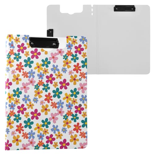 Klemmbrett mit bunten kleinen Blumen, A4-Format, Klemmbrett mit Stifthalter, für Büro, Schule von Reiacy