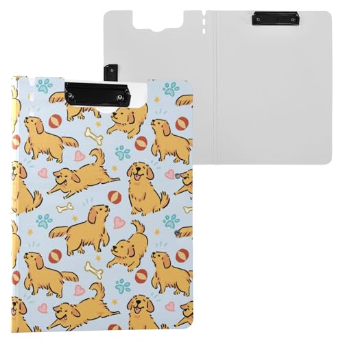 Klemmbrett mit süßem Golden Retriever, blaues Muster, A4-Größe, Ordner-Klemmbrett mit Stiftschlitz, für Büro, Schule Klemmbrett mit süßem Golden Retriever, blaues Muster, A4-Größe, Ordner-Klemmbrett mit Stiftschlitz, für Büro, Schule von Reiacy