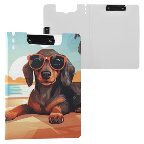 Klemmbrettmappe Hund am Strand, A4-Größe, Ordner-Klemmbrett mit Stiftschlitz, für Büro, Schule von Reiacy