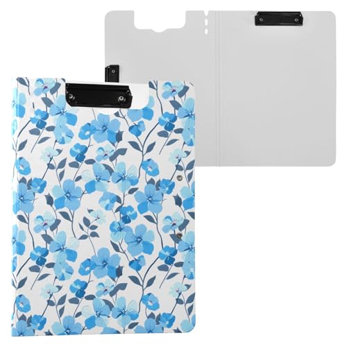 Klemmbrettmappe mit Blumenmuster, A4-Format, Klemmbrett mit Stifthalter, für Büro, Schule, Hellblau von Reiacy