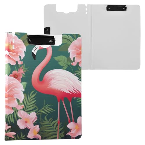 Klemmbrettmappe mit Flamingo-Blumenmuster, A4-Größe, Ordner, Klemmbrett mit Stifthalter, für Büro, Schule von Reiacy