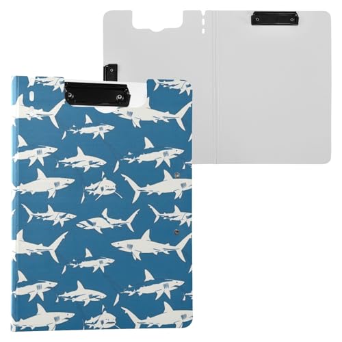 Klemmbrettmappe mit Haifisch-Silhouetten, A4-Format, Klemmbrett mit Stiftschlitz, für Büro, Schule von Reiacy