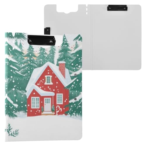 Klemmbrettmappe mit weihnachtlichem rotem Haus, A4-Größe, Ordner-Klemmbrett mit Stiftschlitz, für Büro, Schule von Reiacy
