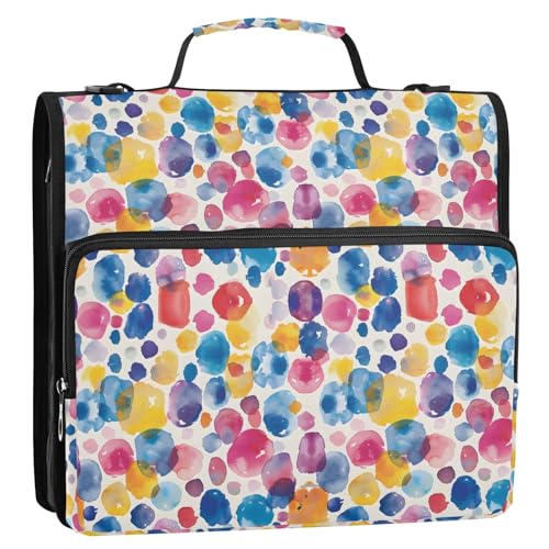 Kreatives Aquarell-Muster, 3-Ringbuch, Reißverschluss, Organizer, Tasche mit Schultergurt und Griff, für Schule, Büro von Reiacy