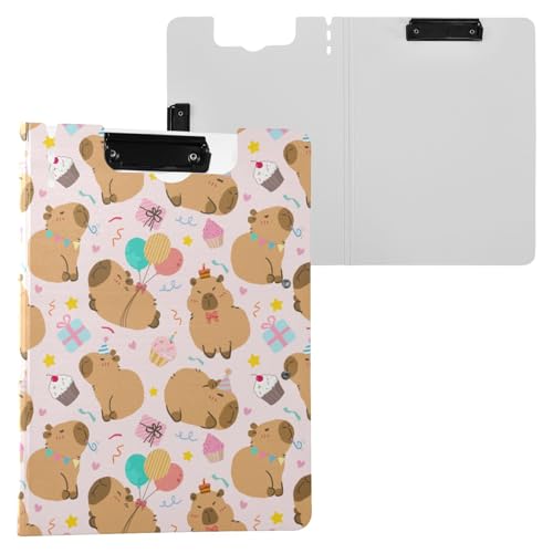 Niedliche Geburtstagsparty Capybara Pink Klemmbrettmappe A4 Größe Ordner Klemmbrett mit Stiftschlitz für Büro Schule von Reiacy