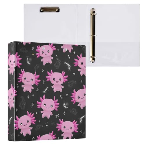 Reiacy Axolotls Ringbuch mit 3 Ringen, A4, mit Clip, hält 200 Blatt, großer D-Ring-Aktenordner für Zuhause, Schule, Bürobedarf von Reiacy