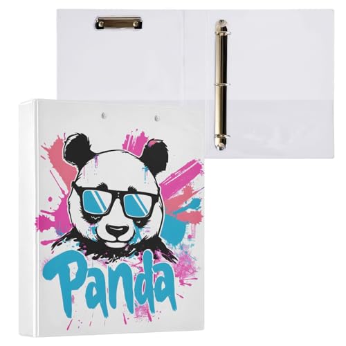 Reiacy Panda-Ringbuch, modisch, 3-Ring-A4-Ordner mit Clip, hält 200 Blatt, großer D-Ring-Aktenordner für Zuhause, Schule, Bürobedarf von Reiacy