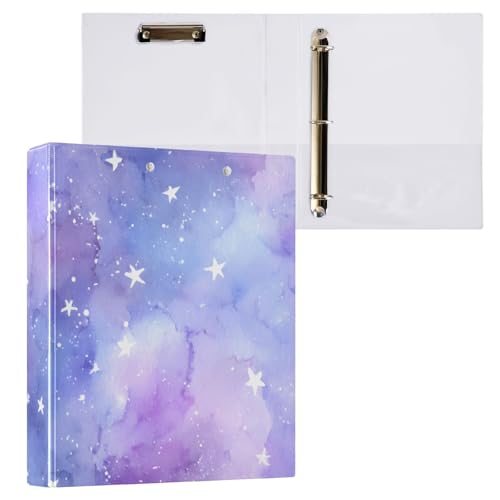 Reiacy Ringbuch, Aquarell-Sterne, 3-Ring-Ordner mit 3 Ringen, A4, mit Clip, hält 200 Blatt, großer D-Ring-Aktenordner für Zuhause, Schule, Büro von Reiacy