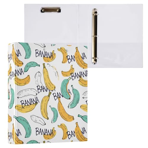 Reiacy Ringbuch, Bananen-Druck, 3-Ring, A4-Ordner mit Clip, hält 200 Blatt, großer D-Ring-Aktenordner für Zuhause, Schule, Bürobedarf von Reiacy