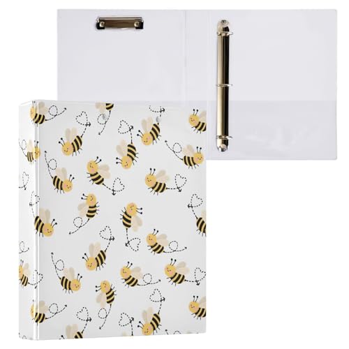 Reiacy Ringbuch, Bienenherzen, 3-Ring, A4-Ordner mit Clip, hält 200 Blatt, großer D-Ring-Aktenordner für Zuhause, Schule, Bürobedarf von Reiacy