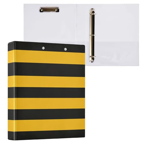 Reiacy Ringbuch, Bienenstreifen, 3-Ring-A4-Ordner mit Clip, hält 200 Blatt, großer D-Ring-Aktenordner für Zuhause, Schule, Bürobedarf von Reiacy
