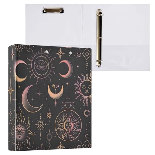 Reiacy Ringbuch, Boho, Sonne, Mond, 3-Ring, A4, Ordner mit Clip, hält 200 Blatt, großer D-Ring-Aktenordner für Zuhause, Schule, Bürobedarf Reiacy Ringbuch, Boho, Sonne, Mond, 3-Ring, A4, Ordner mit Clip, hält 200 Blatt, großer D-Ring-Aktenordner für Zuhause, Schule, Bürobedarf von Reiacy