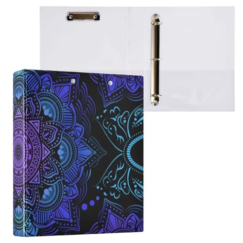 Reiacy Ringbuch, Boho-Ethno-Mandala, 3-Ring, A4, Ordner mit Clip, hält 200 Blatt, großer D-Ring-Aktenordner für Zuhause, Schule, Bürobedarf von Reiacy