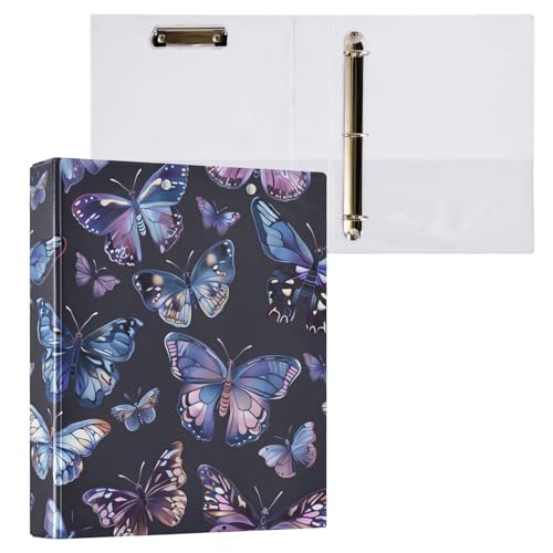 Reiacy Ringbuch, Dreamy Butterflies 3-Ring-A4-Ordner mit Clip, hält 200 Blatt, großer D-Ring-Aktenordner für Zuhause, Schule, Bürobedarf von Reiacy