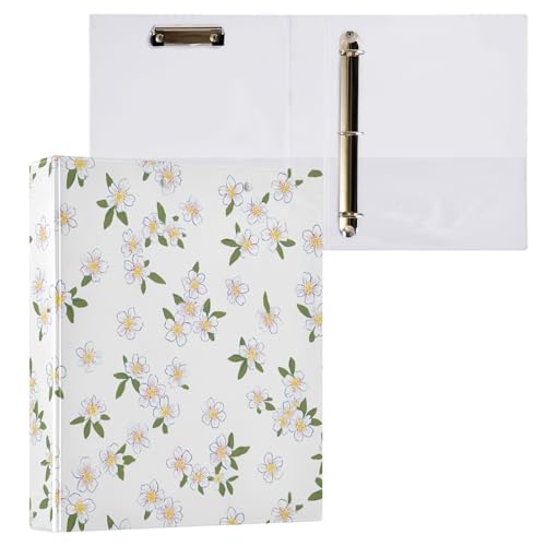 Reiacy Ringbuch, Gänseblümchen-Blumen, 3-Ring-A4-Ordner mit Clip, hält 200 Blatt, großer D-Ring-Aktenordner für Zuhause, Schule, Bürobedarf von Reiacy