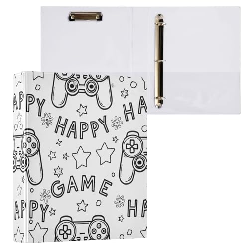 Reiacy Ringbuch, Gamepad Happy Play, 3-Ring-A4-Ordner mit Clip, hält 200 Blatt, großer D-Ring-Aktenordner für Zuhause, Schule, Bürobedarf Reiacy Ringbuch, Gamepad Happy Play, 3-Ring-A4-Ordner mit Clip, hält 200 Blatt, großer D-Ring-Aktenordner für Zuhause, Schule, Bürobedarf von Reiacy