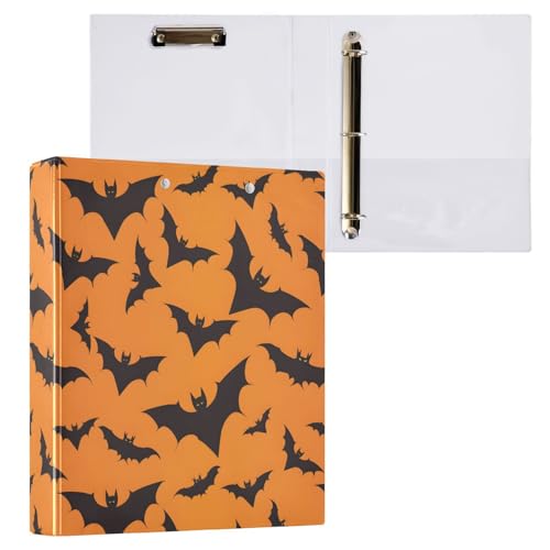 Reiacy Ringbuch, Halloween-Fledermaus-Ordner mit 3 Ringen, A4, mit Clip, hält 200 Blatt, großer D-Ring-Aktenordner für Zuhause, Schule, Bürobedarf von Reiacy