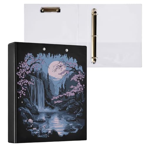 Reiacy Ringbuch, Mondblumen-Wasserfall, 3-Ring, A4, Ordner mit Clip, hält 200 Blatt, großer D-Ring-Aktenordner für Zuhause, Schule, Bürobedarf Reiacy Ringbuch, Mondblumen-Wasserfall, 3-Ring, A4, Ordner mit Clip, hält 200 Blatt, großer D-Ring-Aktenordner für Zuhause, Schule, Bürobedarf von Reiacy