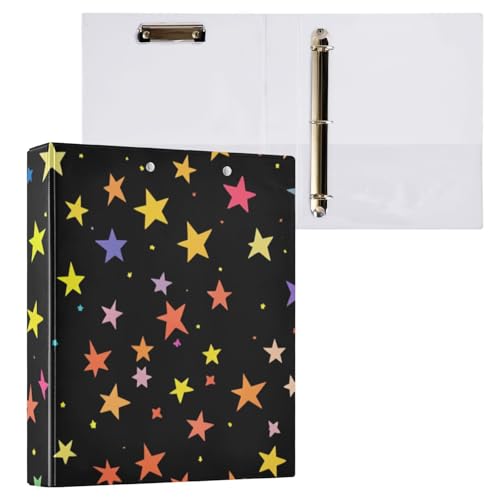 Reiacy Ringbuch, Neon Stars 02, 3-Ring-A4-Ordner mit Clip, hält 200 Blatt, großer D-Ring-Aktenordner für Zuhause, Schule, Bürobedarf von Reiacy