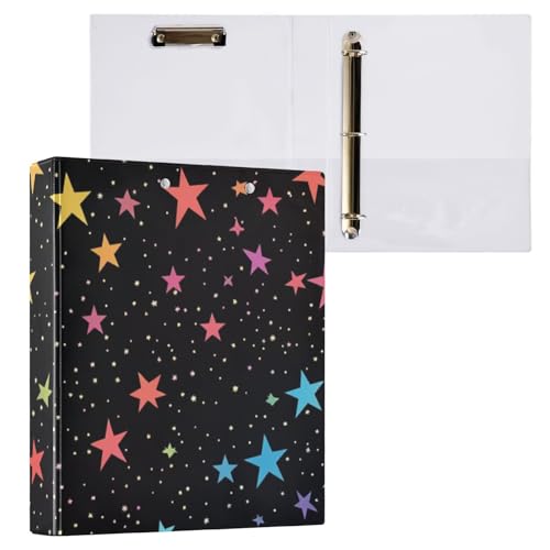 Reiacy Ringbuch, Neon Stars 03, 3-Ring-A4-Ordner mit Clip, hält 200 Blatt, großer D-Ring-Aktenordner für Zuhause, Schule, Bürobedarf von Reiacy