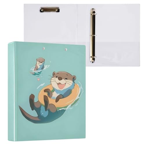 Reiacy Ringbuch, Otter schwimmend, 3-Ring-A4-Ordner mit Clip, hält 200 Blatt, großer D-Ring-Aktenordner für Zuhause, Schule, Bürobedarf von Reiacy