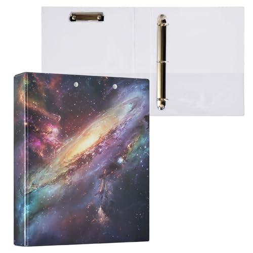 Reiacy Ringbuch, Regenbogen-Galaxie-Ordner mit 3 Ringen, A4, mit Clip, hält 200 Blatt, großer D-Ring-Aktenordner für Zuhause, Schule, Bürobedarf von Reiacy