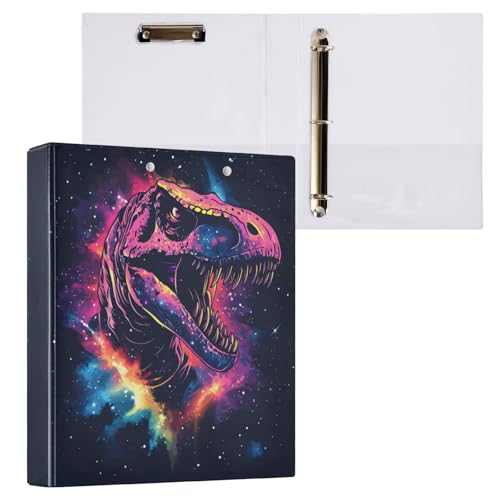 Reiacy Ringbuch, Space Neon Dinosaurier, 3-Ring, A4, Ordner mit Clip, hält 200 Blatt, großer D-Ring-Aktenordner für Zuhause, Schule, Bürobedarf von Reiacy