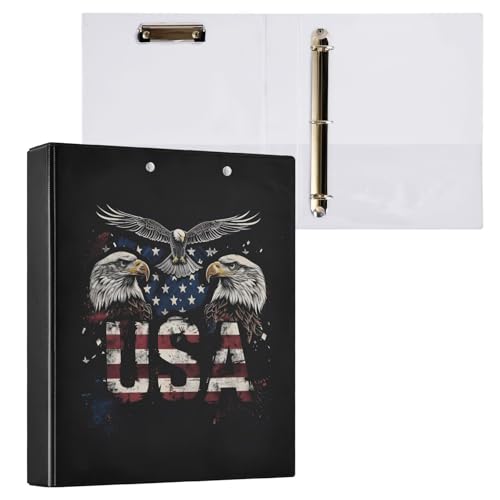 Reiacy Ringbuch, USA Eagles, 3-Ring-Ordner mit 3 Ringen, A4, mit Clip, hält 200 Blatt, großer D-Ring-Aktenordner für Zuhause, Schule, Bürobedarf von Reiacy