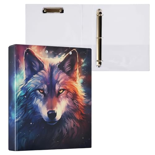 Reiacy Ringbuch, Wolf Ölfarbe, 3-Ring, A4, Ordner mit Clip, hält 200 Blatt, großer D-Ring-Aktenordner für Zuhause, Schule, Bürobedarf von Reiacy