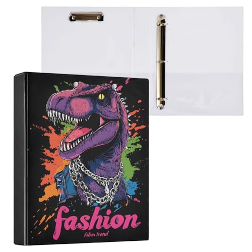 Reiacy Ringbuch, modischer Dinosaurierkopf, 3-Ring, A4-Ordner mit Clip, hält 200 Blatt, großer D-Ring-Aktenordner für Zuhause, Schule, Bürobedarf von Reiacy