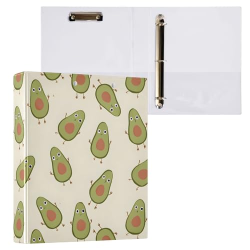 Reiacy Ringbuch, niedliches Avocado-Grau, 3-Ring-A4-Ordner mit Clip, hält 200 Blatt, großer D-Ring-Aktenordner für Zuhause, Schule, Bürobedarf von Reiacy