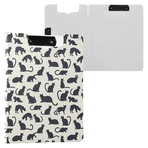Schwarze Katzen Druck-Klemmbrettmappe, A4-Größe, Ordner-Klemmbrett mit Stiftschlitz, für Büro, Schule von Reiacy