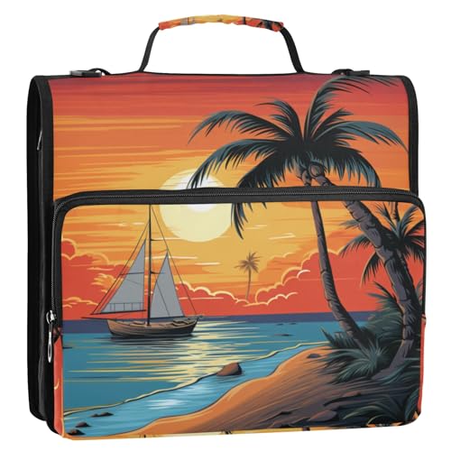 Sea Sunset Ringbuch mit 3 Ringen, Reißverschluss, Organizer mit Schultergurt und Griff, für Schule, Büro von Reiacy