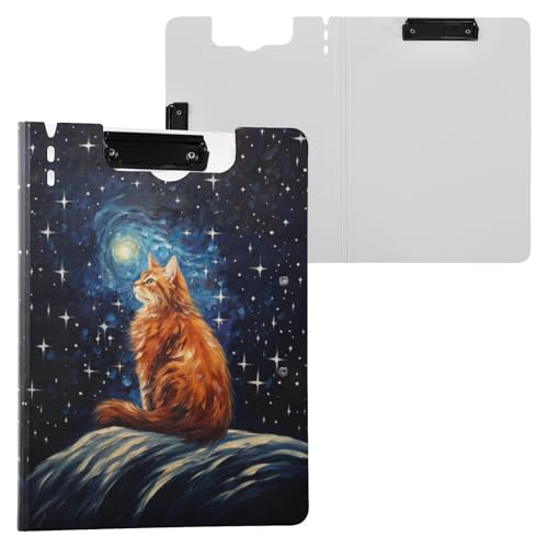 Starry Orange Cat Klemmbrettmappe, A4-Größe, Ordner-Klemmbrett mit Stifthalter, für Büro, Schule von Reiacy