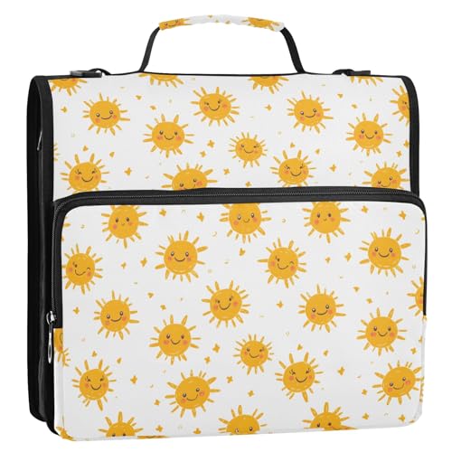 Sun Cute Prints 3-Ringbuch, Reißverschluss, Organizer, Tasche mit Schultergurt und Griff, für Schule, Büro von Reiacy