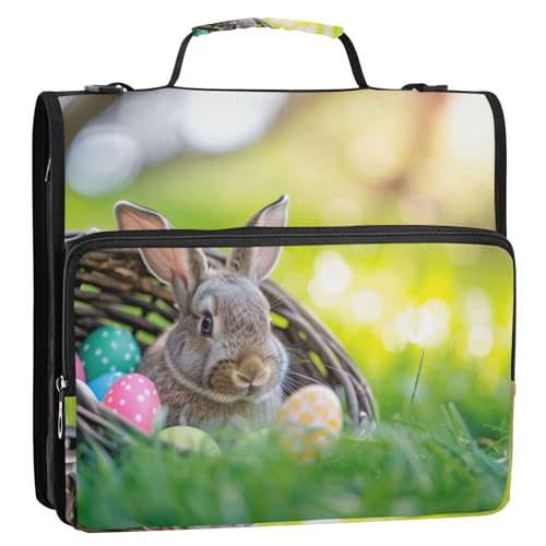 Sunshine Rabbit 3-Ringbuch mit Reißverschluss, Organizer mit Schultergurt und Griff, für Schule, Büro von Reiacy