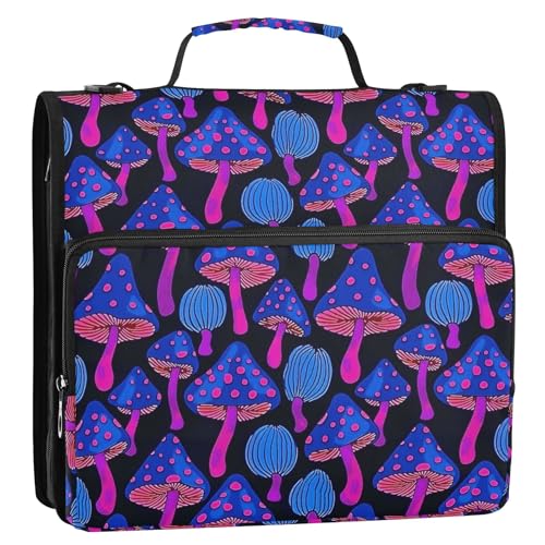 Violette Charming Mushrooms 3-Ringbuch mit Reißverschluss, Organizer mit Schultergurt und Griff, für Schule, Büro von Reiacy