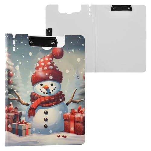 Winter-Schneemann im Weihnachtskostüm, Klemmbrettmappe A4-Größe, Ordner-Klemmbrett mit Stiftschlitz für Büro, Schule von Reiacy