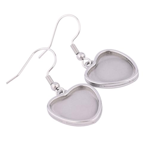 Reidgaller 20 Stück Edelstahl passend für 15 mm Herz-Cabochon-Ohrring-Einstellungen, Rohlinge mit passenden Glas-Ohrhaken für Schmuckherstellung Reidgaller 20 Stück Edelstahl passend für 15 mm Herz-Cabochon-Ohrring-Einstellungen, Rohlinge mit passenden Glas-Ohrhaken für Schmuckherstellung von Reidgaller