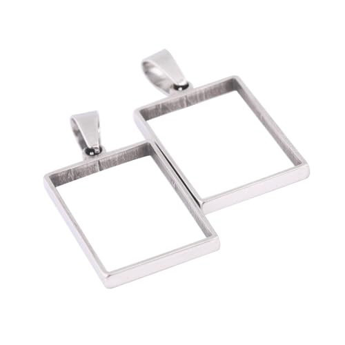 Reidgaller 20 Stück offene Lünette, rechteckig, 20 x 30 mm, Edelstahl, hohle Anhänger-Rahmenfassung, Rohlinge für Kunstharz, Schmuckherstellung von Reidgaller