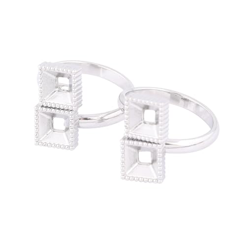 Reidgaller 20 verstellbare Cabochon-Ring-Rohlinge für 6 mm quadratische Kristallsteine, Edelstahl, DIY-Schmuckherstellungszubehör von Reidgaller