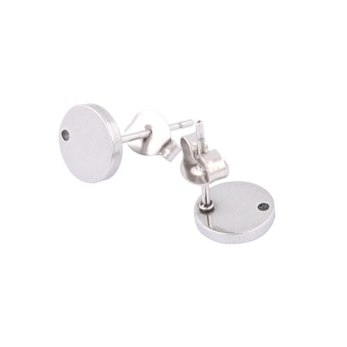 Reidgaller 50 Stück Edelstahl 8 mm Kreispolster Ohrstecker Stecker mit Loch DIY Schmuckherstellung Zubehör von Reidgaller