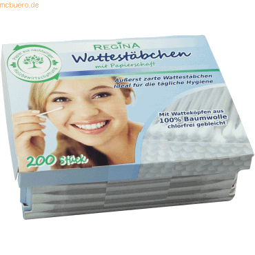 Reinex Wattestäbchen Regina 10000817 Papierschaft 200 Stück von Reinex