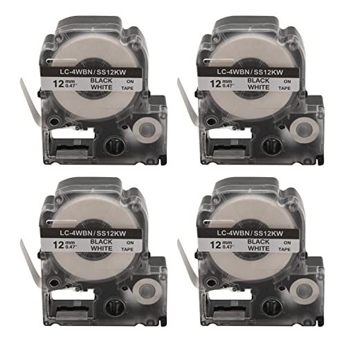Reinscer 20 Pack -4WBN LC-4WBN9 (SS12KW) Etiketten Bänder für LabelWorks LW300 LW400 LW500 LW700 Schwarz Auf von Reinscer