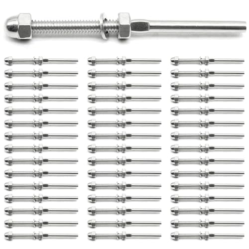 Reinscer 200 Stücke Edelstahl Hand Lauf Geländer Kabel Spanner Gewinde Bolzen Endstück für 1/8 Kabel Draht (200 Paket) von Reinscer