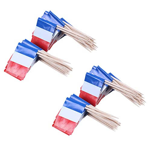 Reinscer Lot von 100 StüCk Mini-Zahnstocher Aus mit Flagge für von -Obst-GebäCk - Frankreich (Blau, Rot) von Reinscer