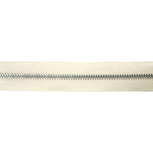 Endlosreißverschluss Metall, Aluminiumschiene, 5 Meter, inkl. 10 Autolock Zipper/Farbe: 02 - Creme von Reißverschluss – endlos- Jajasio